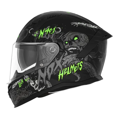 Kask integralny N731 Zumbi Kid/Junior czarny/zielony fluo mat S - NOX