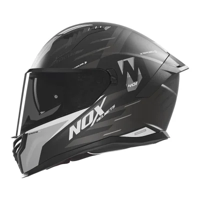 Kask integralny N401 Crower czarny/srebrny mat S z blendą - NOX