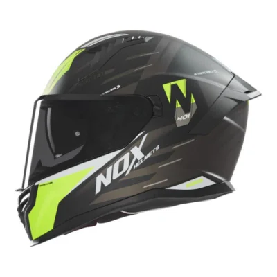 Kask integralny N401 Crower czarny/żółty fluo mat XXL z blendą - NOX Kask integralny N401 Crower czarny/żółty fluo mat XXL z blendą - NOX