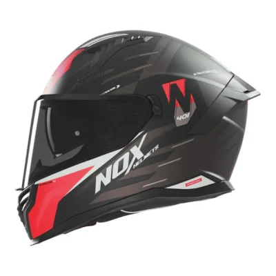 Kask integralny N401 Crower czarny/czerwony mat L z blendą - NOX Kask integralny N401 Crower czarny/czerwony mat L z blendą - NOX