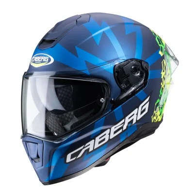 Kask integralny Drift Evo Storm niebieski mat/żółty fluo/zielony fluo XS z blendą pinlock - Caberg Kask integralny Drift Evo Storm niebieski mat/żółty fluo/zielony fluo XS z blendą pinlock - Caberg
