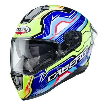 Kask integralny Drift Evo LB29 czarny/niebieski/żółty fluo XL z blendą pinlock - Caberg