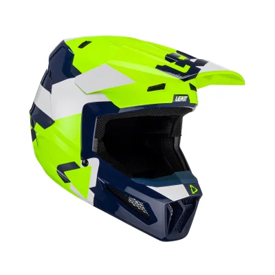 Kask cross/enduro Moto 2.5 V23 lime żółty fluo/granatowy/biały M (57-58 cm) - Leatt
