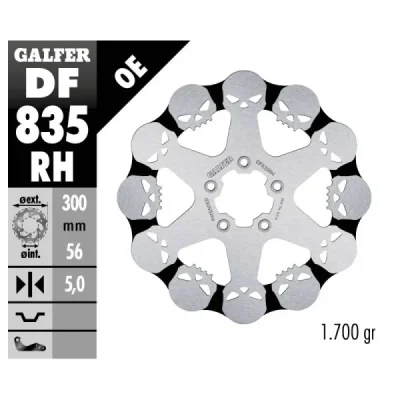 Tarcza hamulcowa Galfer przód do Harley-Davidson 300x56x5 SKULL WZÓR CZASZKI (DF835RH) Tarcza hamulcowa Galfer przód do Harley-Davidson 300x56x5 SKULL WZÓR CZASZKI (DF835RH)