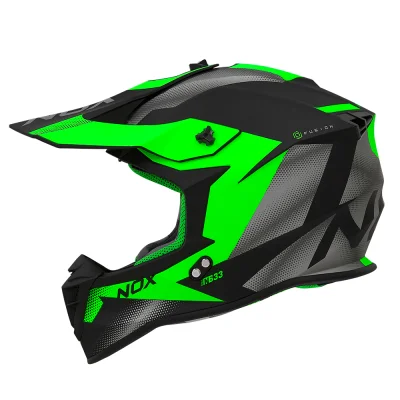 Kask cross/enduro N633 Fusion czarny mat/zielony XXL zapięcie mikrometryczne - NOX Kask cross/enduro N633 Fusion czarny mat/zielony XXL zapięcie mikrometryczne - NOX