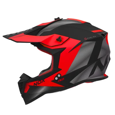 Kask cross/offroad N633 Fusion czarny mat/czerwony XXL zapięcie mikrometryczne - NOX Kask cross/offroad N633 Fusion czarny mat/czerwony XXL zapięcie mikrometryczne - NOX