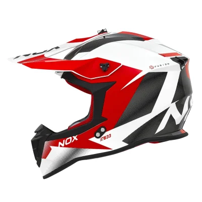 Kask cross/enduro N633 Fusion biały/czerwony XL zapięcie mikrometryczne - NOX Kask cross/enduro N633 Fusion biały/czerwony XL zapięcie mikrometryczne - NOX