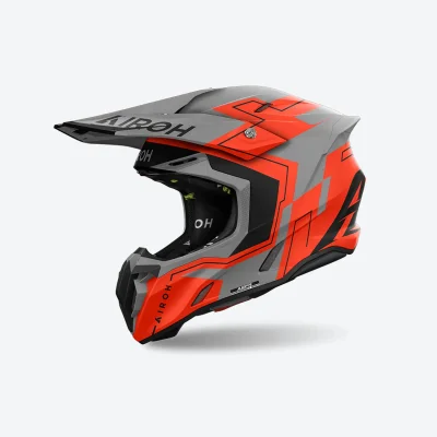 Kask cross/enduro Twist 3 Dizzy szary/pomarańczowy fluo L - Airoh