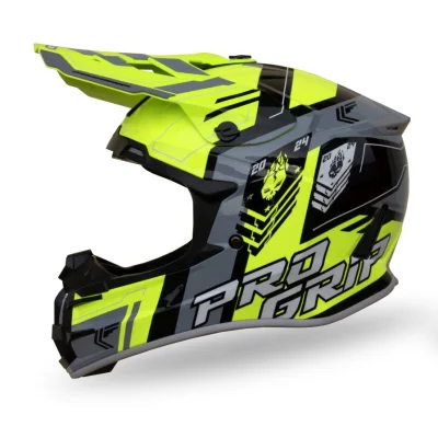 Kask cross PG3080 Spirits żółty fluo czarny szary M ECE 22R06 zapięcie DD - Progrip Kask cross PG3080 Spirits żółty fluo czarny szary M ECE 22R06 zapięcie DD - Progrip