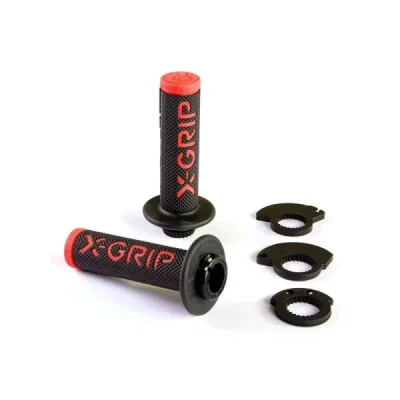 Manetki BRAAAAP czerwone lock-on z adapterami rolgazu - X-GRIP Manetki BRAAAAP czerwone lock-on z adapterami rolgazu - X-GRIP