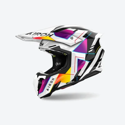 Kask cross/enduro Twist 3 Rainbow biały/czarny/żółty/fioletowy L - Airoh
