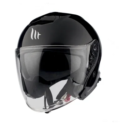 Kask otwarty Jet Thunder 3 SV Jet Solid gloss czarny połysk S z blendą - MT Helmets Kask otwarty Jet Thunder 3 SV Jet Solid gloss czarny połysk S z blendą - MT Helmets