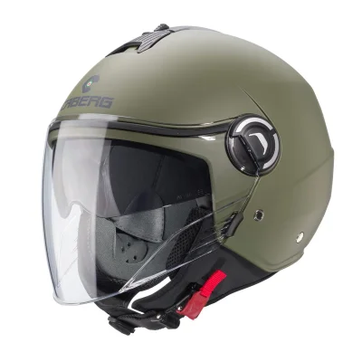 Kask otwarty jet Riviera V4X Solid zielony mat S z blendą - Caberg Kask otwarty jet Riviera V4X Solid zielony mat S z blendą - Caberg