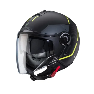 Kask otwarty jet Riviera V4X Geo czarny mat/żółty fluo/szary L z blendą - Caberg Kask otwarty jet Riviera V4X Geo czarny mat/żółty fluo/szary L z blendą - Caberg