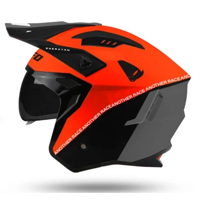Kask otwarty Sheratan Jet/Trial czarny/pomarańczowy fluo L z blendą ECE 22R06 - UFO Kask otwarty Sheratan Jet/Trial czarny/pomarańczowy fluo L z blendą ECE 22R06 - UFO