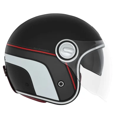 Kask otwarty Jet Heritage Line czarny mat/czerwony/biały XL - NOX Kask otwarty Jet Heritage Line czarny mat/czerwony/biały XL - NOX