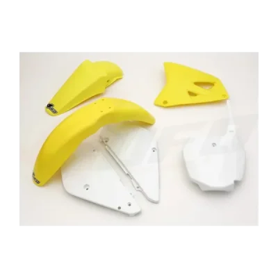 Komplet plastików UFO Suzuki RM 85 00-21 OEM 00-15 ORAZ 18-20 żółty biały (SUKIT405999) Komplet plastików UFO Suzuki RM 85 00-21 OEM 00-15 ORAZ 18-20 żółty biały (SUKIT405999)