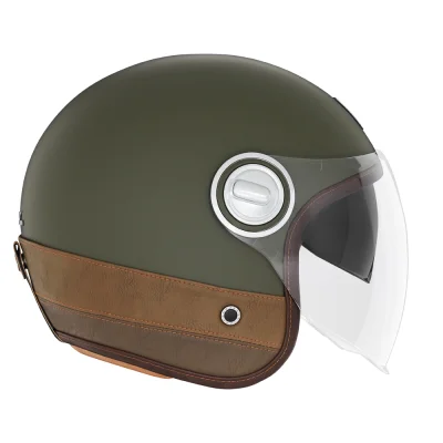 Kask otwarty Jet Heritage Leather khaki/brązowy XL - NOX Kask otwarty Jet Heritage Leather khaki/brązowy XL - NOX