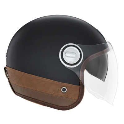 Kask otwarty Jet Heritage Leather czarny/brązowy L - NOX Kask otwarty Jet Heritage Leather czarny/brązowy L - NOX