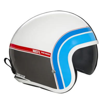 Kask otwarty jet Next Traker biały/czerwony/niebieski M ciemna blenda - NOX Kask otwarty jet Next Traker biały/czerwony/niebieski M ciemna blenda - NOX