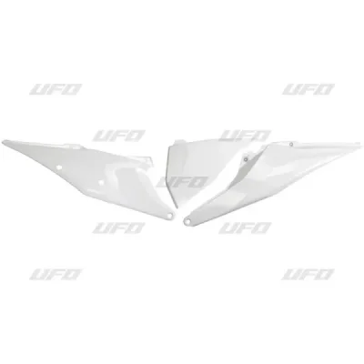 Komplet plastikowych osłon bocznych tylnych UFO KTM SX SXF 19-20 z pokrywą filtra białe (KT04093047) Komplet plastikowych osłon bocznych tylnych UFO KTM SX SXF 19-20 z pokrywą filtra białe (KT04093047)