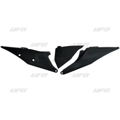 Komplet plastikowych osłon bocznych tylnych UFO KTM SX SXF 19-20 z pokrywą filtra czarne (KT04093001)