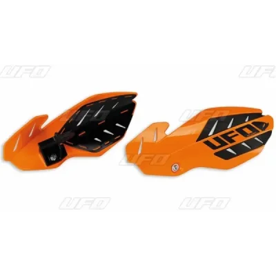 Osłony rąk handbary UFO Flame KTM SX 125 14-15 EXC 125 14-16 pomarańczowe białe (KT04078127)