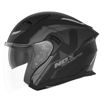 Kask otwarty jet N130 Klint czarny/szary/tytanowy mat M z blendą - NOX Kask otwarty jet N130 Klint czarny/szary/tytanowy mat M z blendą - NOX