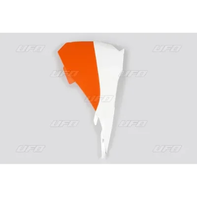 Osłony airboxa puszki filtra powietrza UFO KTM SX 85 13-17 1 szt. lewy OEM biały pomarańczowy (KT04043999W)