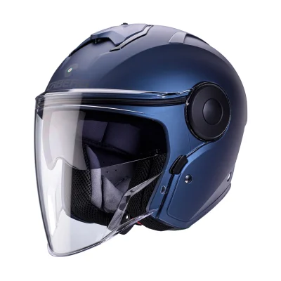 Kask otwarty jet Soho Solid niebieski mat XL z blendą - Caberg Kask otwarty jet Soho Solid niebieski mat XL z blendą - Caberg