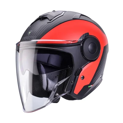 Kask otwarty jet Soho Milano czerwony/czarny mat S z blendą - Caberg Kask otwarty jet Soho Milano czerwony/czarny mat S z blendą - Caberg