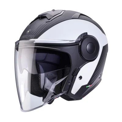 Kask otwarty jet Soho Milano biały/czarny mat M z blendą - Caberg Kask otwarty jet Soho Milano biały/czarny mat M z blendą - Caberg