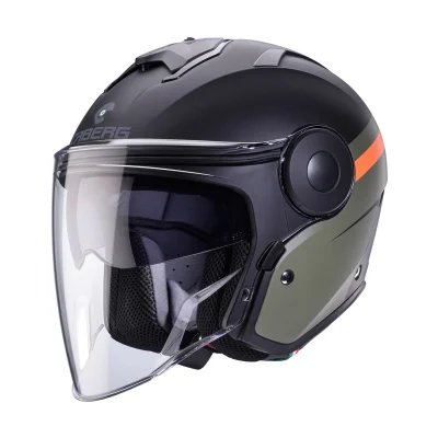 Kask otwarty jet Soho Zephyr czarny/zielony/pomarańczowy mat M z blendą - Caberg Kask otwarty jet Soho Zephyr czarny/zielony/pomarańczowy mat M z blendą - Caberg