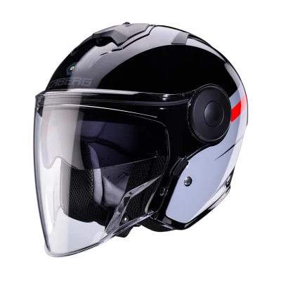 Kask otwarty jet Soho Zephyr czarny/szary/czerwony M z blendą - Caberg Kask otwarty jet Soho Zephyr czarny/szary/czerwony M z blendą - Caberg