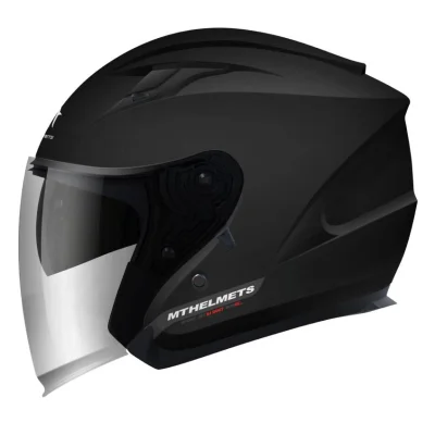 Kask otwarty Jet Avenue Solid czarny mat XS z blendą - MT Helmets Kask otwarty Jet Avenue Solid czarny mat XS z blendą - MT Helmets