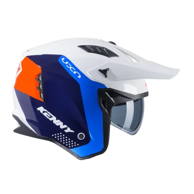 Kask otwarty jet Miles biały/niebieski/pomarańczowy XL (61-62 cm) - Kenny Racing Kask otwarty jet Miles biały/niebieski/pomarańczowy XL (61-62 cm) - Kenny Racing