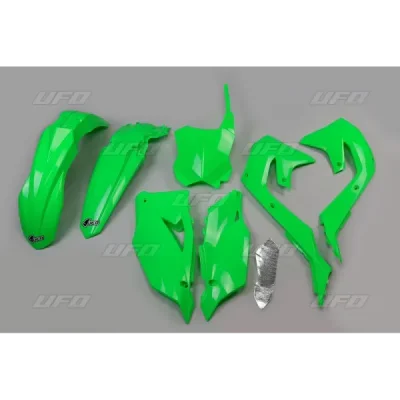 Komplet plastików UFO Kawasaki KXF 250 2021 KXF 450 19-21 zielony Fluo (KAKIT227AFLU) Komplet plastików UFO Kawasaki KXF 250 2021 KXF 450 19-21 zielony Fluo (KAKIT227AFLU)