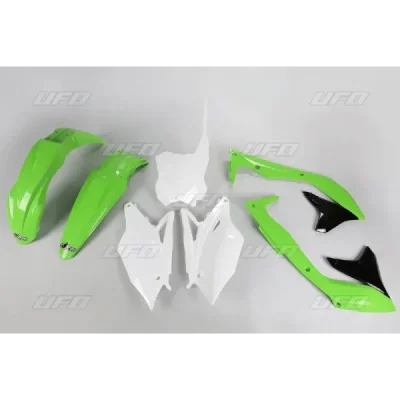 Komplet plastików UFO Kawasaki KXF 450F zielony czarny biały - KA223999 Komplet plastików UFO Kawasaki KXF 450F zielony czarny biały - KA223999