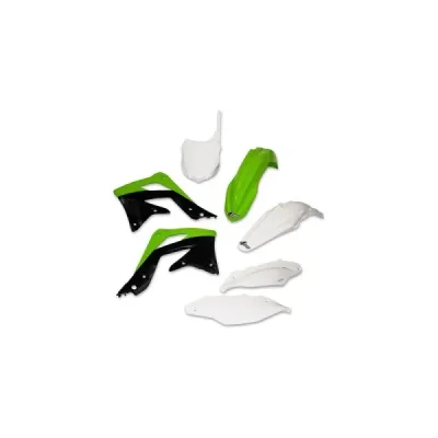 Komplet plastików UFO Kawasaki KX86 zielony biały czarny - KA220999 Komplet plastików UFO Kawasaki KX86 zielony biały czarny - KA220999