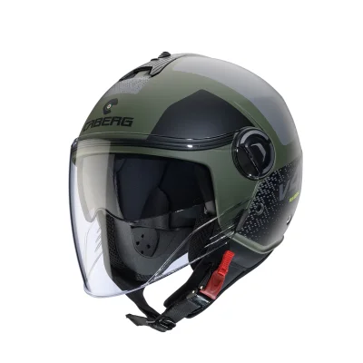 Kask otwarty jet Riviera V4X Alpha zielony/czarny/szary mat L z blendą - Caberg