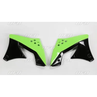 Osłony chłodnicy UFO Kawasaki KXF 250 09-12 OEM zielone czarne (KA04703999)