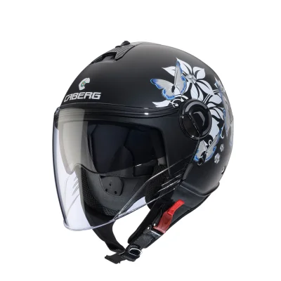 Kask otwarty jet Riviera V4X Mia czarny mat/biały/szary (kwiaty/motyle) M z blendą - Caberg Kask otwarty jet Riviera V4X Mia czarny mat/biały/szary (kwiaty/motyle) M z blendą - Caberg