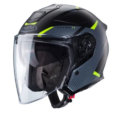 Kask otwarty Jet Flyon II Boss czarny/szary/żółty fluo mat L - Caberg