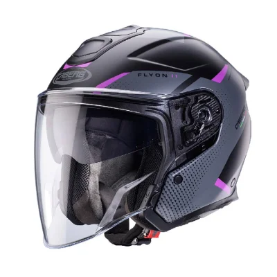 Kask otwarty Flyon II Boss czarny mat/szary/fuksja (intensywny odcień różowego) S - Caberg