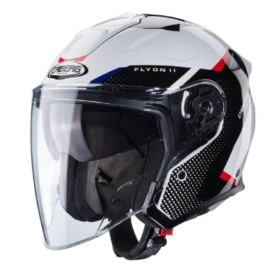 Kask otwarty Flyon II Boss biały/czarny/czerwony/niebieski S - Caberg