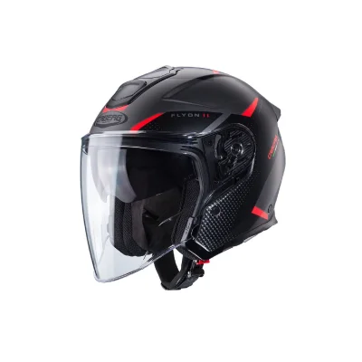 Kask otwarty Jet Flyon II Boss czarny/szary/czerwony mat XL - Caberg