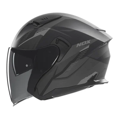 Kask otwarty jet N130 Myst czarny/srebrny mat M z blendą - NOX