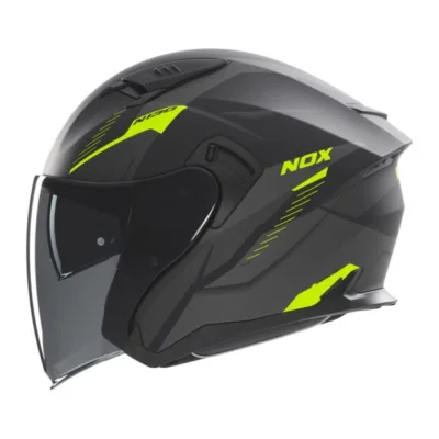 Kask otwarty jet N130 Myst czarny/żółty fluo mat XS z blendą - NOX Kask otwarty jet N130 Myst czarny/żółty fluo mat XS z blendą - NOX