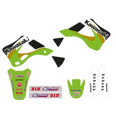 Komplet naklejek i poszycia na siedzenie Kawasaki KX 125/250 '99-'02 czarny Replica OEM Kawasaki '00 - TECNOSEL Komplet naklejek i poszycia na siedzenie Kawasaki KX 125/250 '99-'02 czarny Replica OEM Kawasaki '00 - TECNOSEL