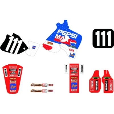Komplet naklejek Honda CR 125 '93-'94, CR 250 '92-'94 Replica Team Honda Pepsi '94 czerwono-niebiesko-biały - TECNOSEL Komplet naklejek Honda CR 125 '93-'94, CR 250 '92-'94 Replica Team Honda Pepsi '94 czerwono-niebiesko-biały - TECNOSEL